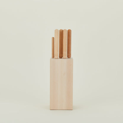 Beechwood Knives, Set of 5 + Block
