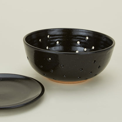 Large Berry Bowl with Dish - Black