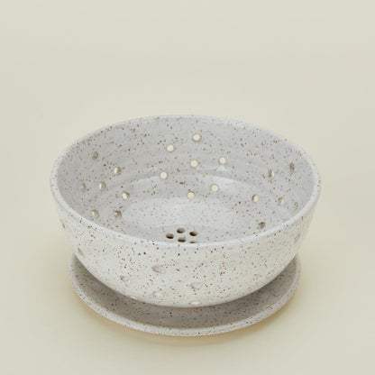 Large Berry Bowl with Dish - White