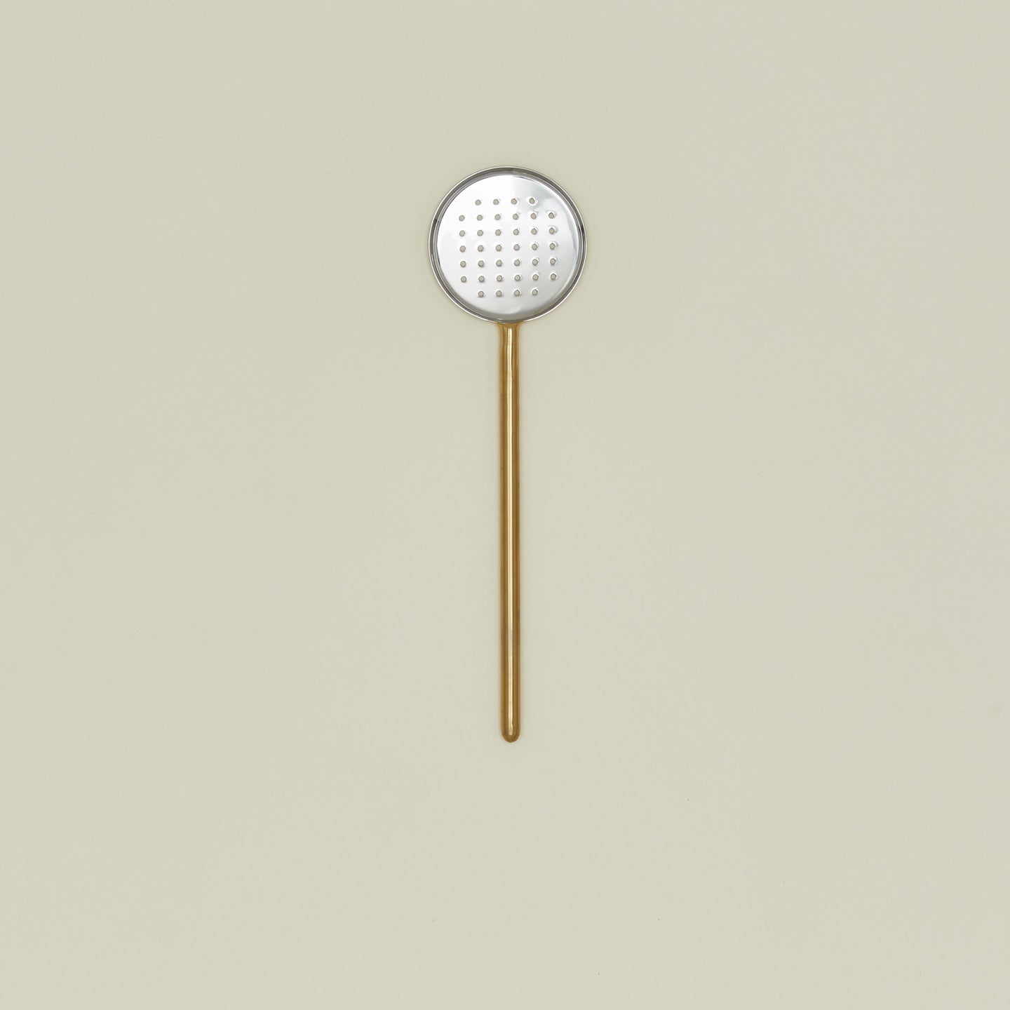 Simple Metal Flat Slotted Spoon - Brass