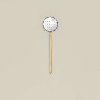Simple Metal Flat Slotted Spoon - Brass