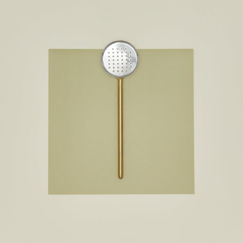 Simple Metal Flat Slotted Spoon - Brass