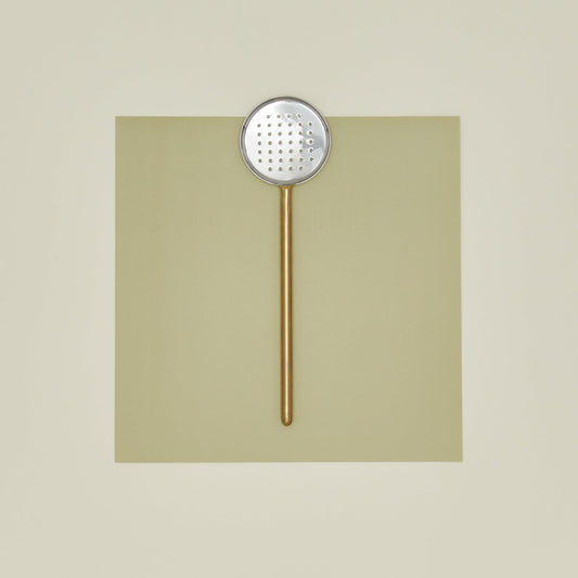 Simple Metal Flat Slotted Spoon - Brass
