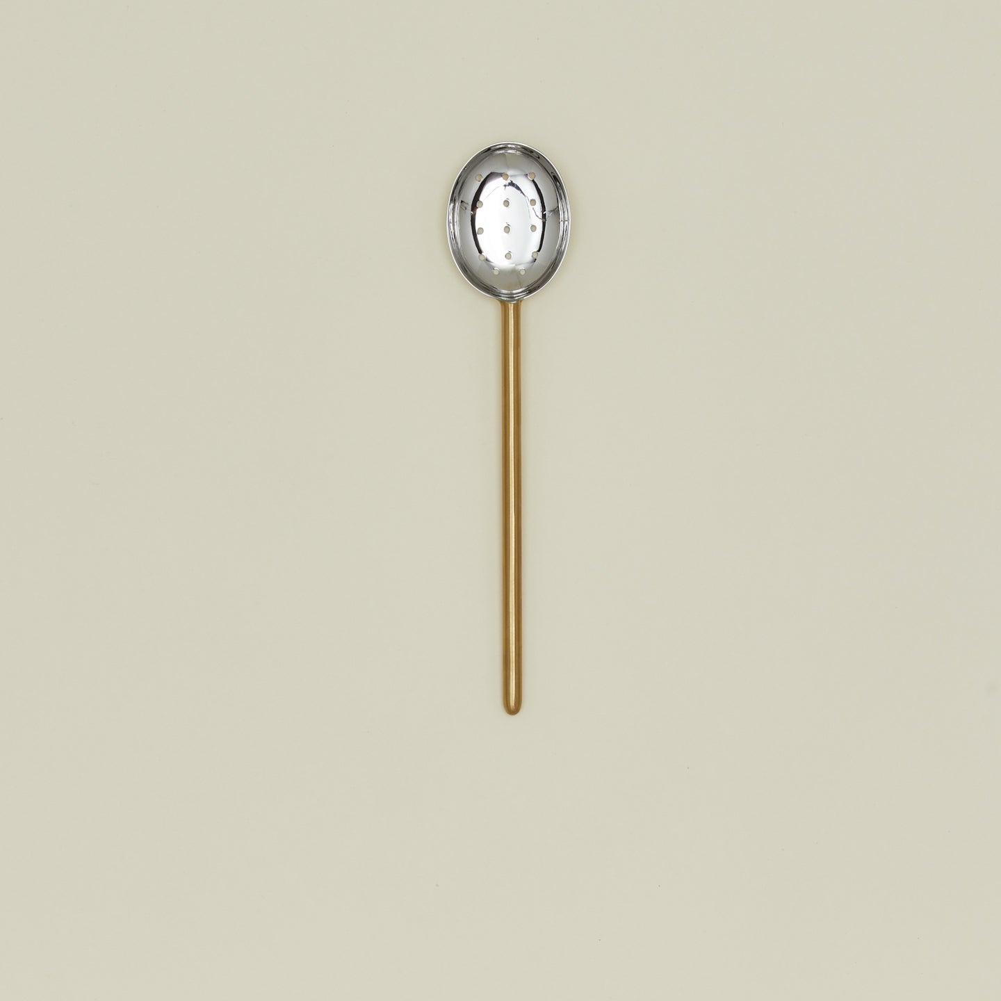 Simple Metal Slotted Spoon - Brass