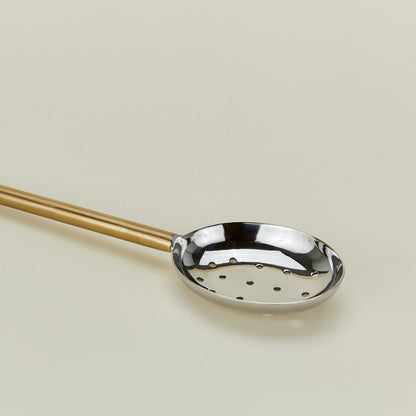 Simple Metal Slotted Spoon - Brass