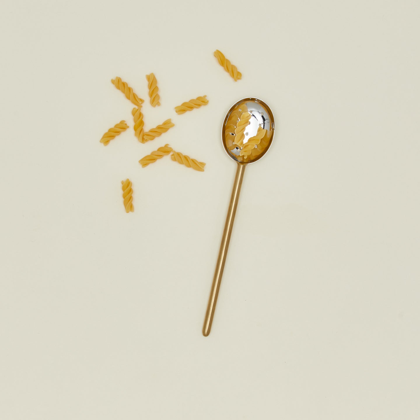 Simple Metal Slotted Spoon - Brass