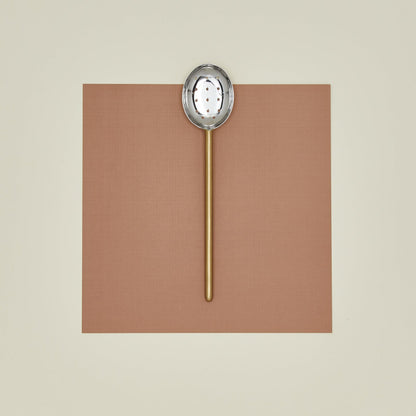 Simple Metal Slotted Spoon - Brass