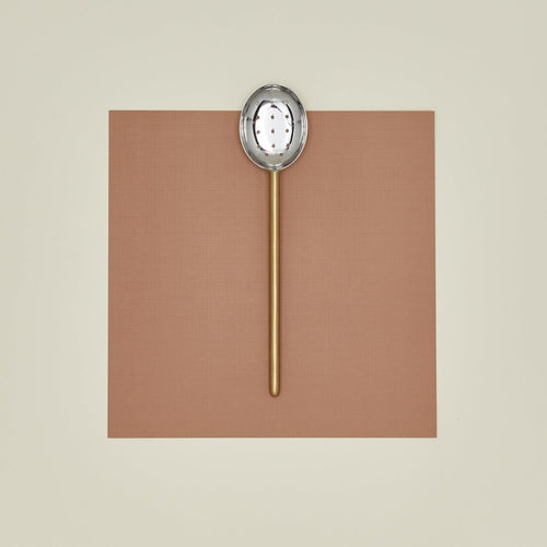 Simple Metal Slotted Spoon - Brass