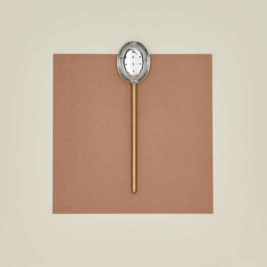 Simple Metal Slotted Spoon - Brass