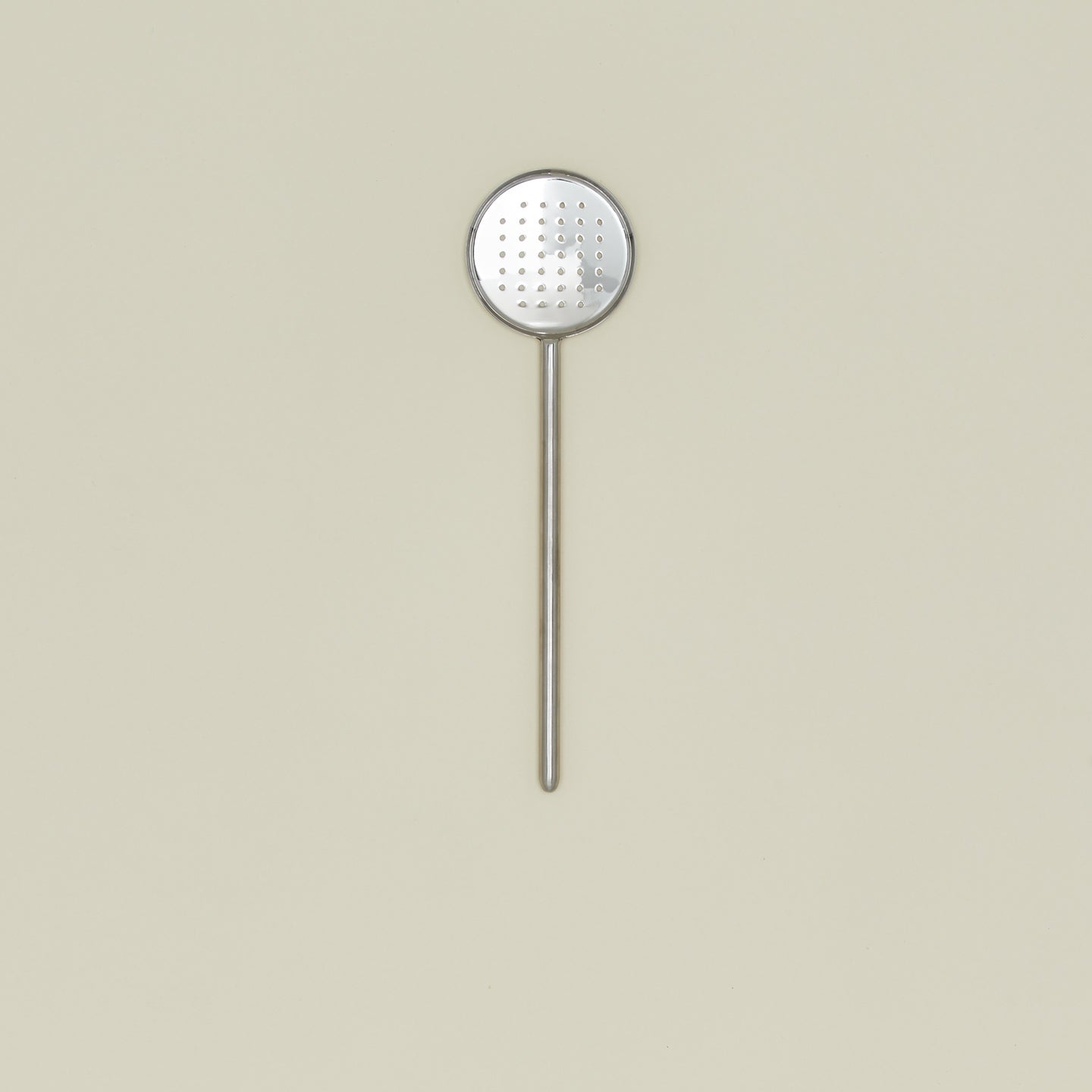 Simple Metal Flat Slotted Spoon - Silver