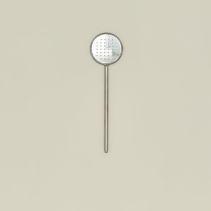 Simple Metal Flat Slotted Spoon - Silver