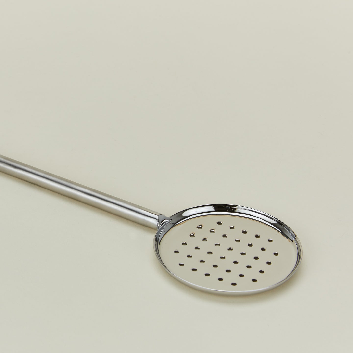 Simple Metal Flat Slotted Spoon - Silver
