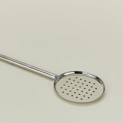 Simple Metal Flat Slotted Spoon - Silver