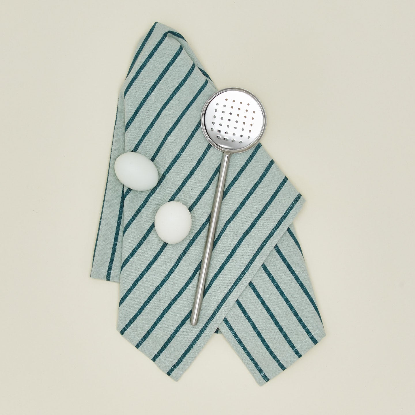 Simple Metal Flat Slotted Spoon - Silver