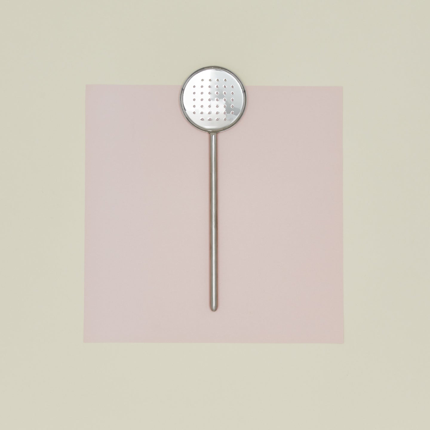 Simple Metal Flat Slotted Spoon - Silver